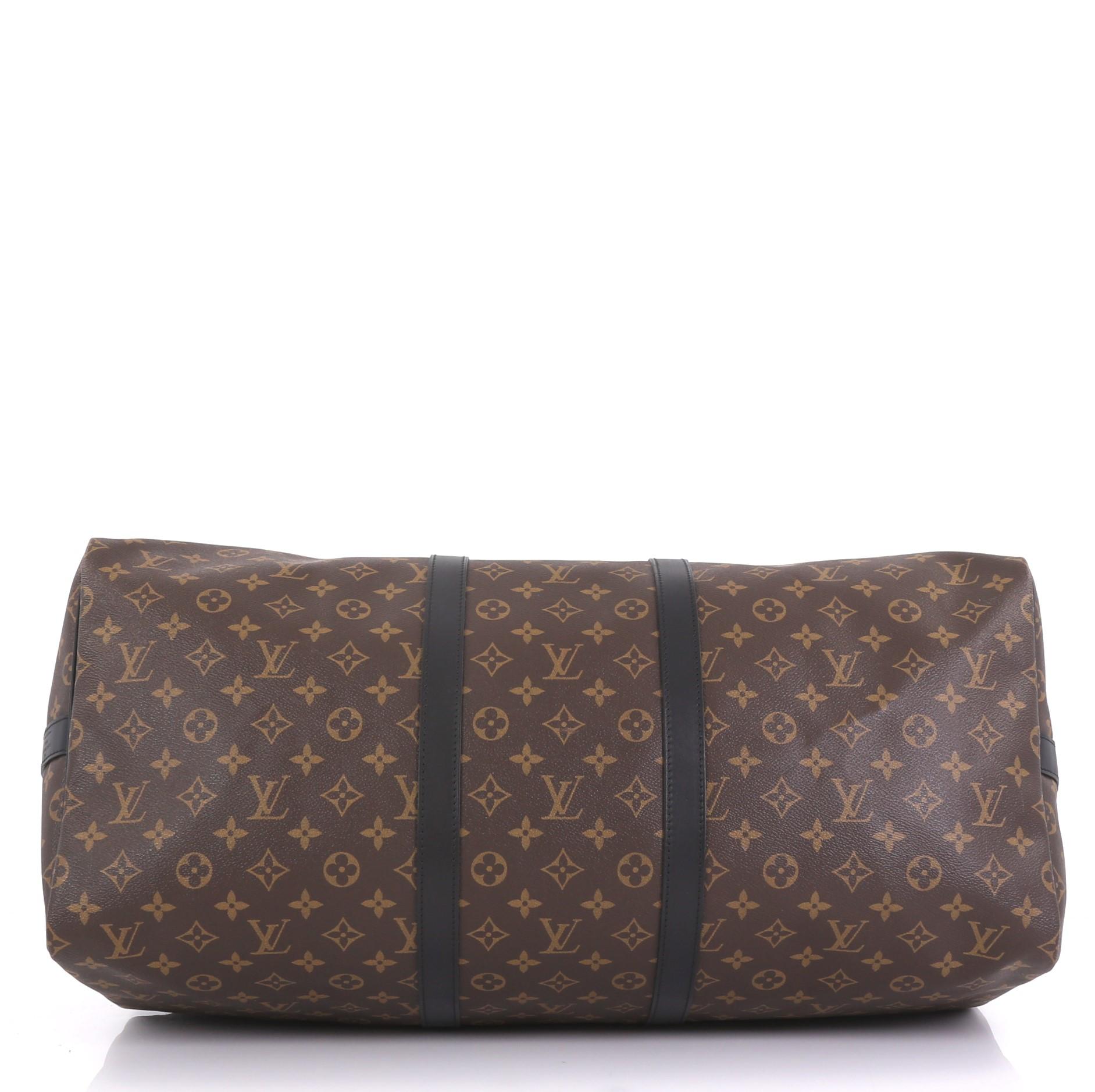 Louis Vuitton Keepall Bandouliere Bag Macassar Monogram Canvas 55 In Good Condition In NY, NY