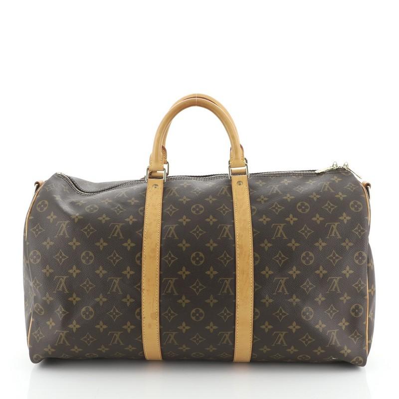 Brown Louis Vuitton Keepall Bandouliere Bag Monogram Canvas 50
