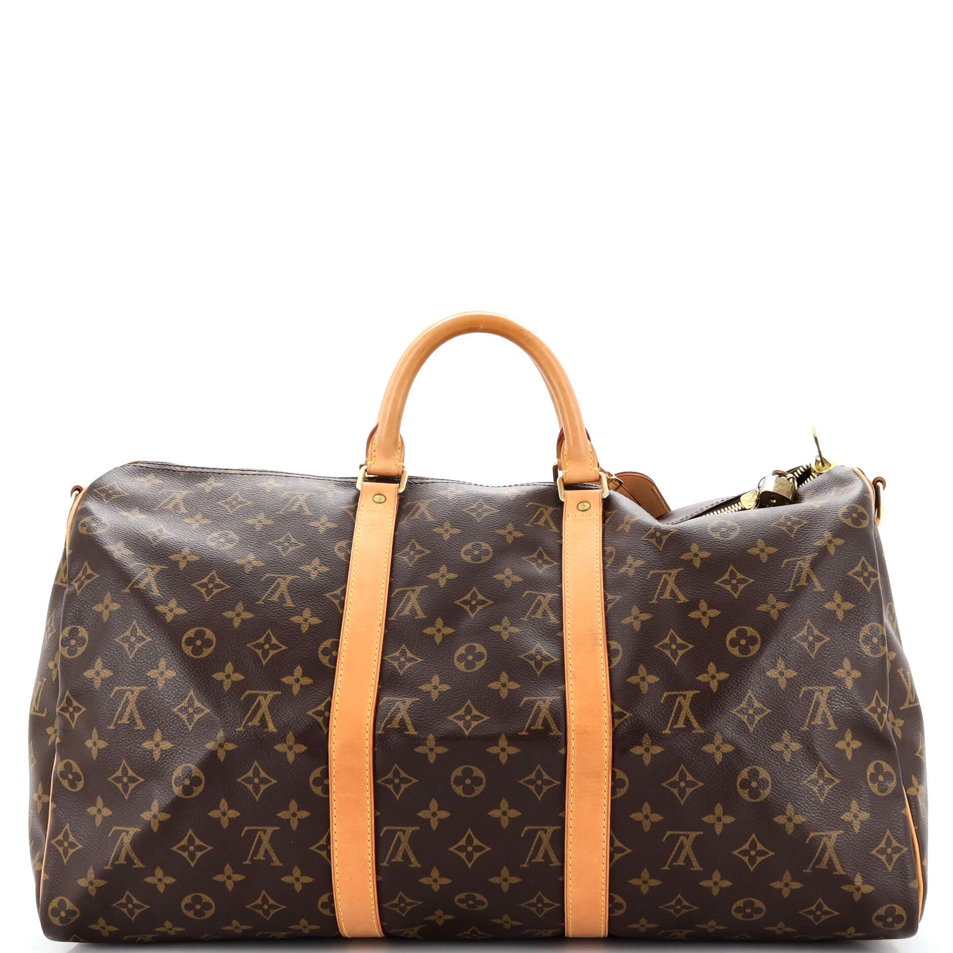 Louis Vuitton Keepall Bandouliere Bag Monogram Canvas 50 In Good Condition For Sale In NY, NY