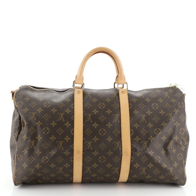 Black Louis Vuitton Keepall Bandouliere Bag Monogram Canvas 50