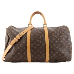 Louis Vuitton Keepall Bandouliere Monogram Eclipse Outdoor Split 50  Brown/Pacific Blue in Canvas with Brass - US