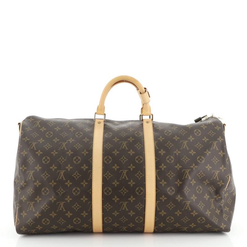 Black Louis Vuitton Keepall Bandouliere Bag Monogram Canvas 55