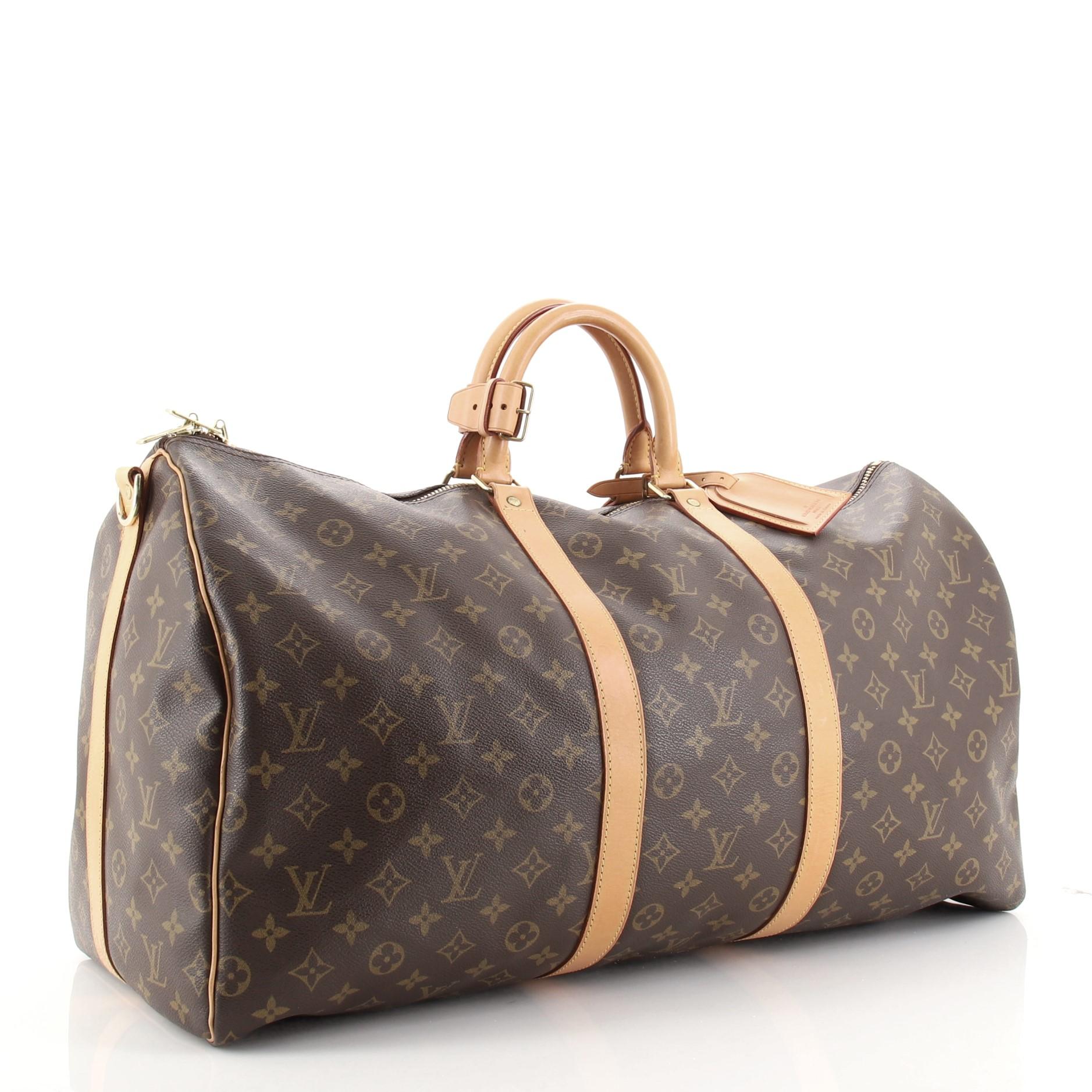 Louis Vuitton Keepall Bandouliere Tasche Monogramm Segeltuch 55 (Grau)