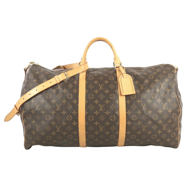 Louis Vuitton Keepall 55 travel bag in brown monogram canvas and natural  leather