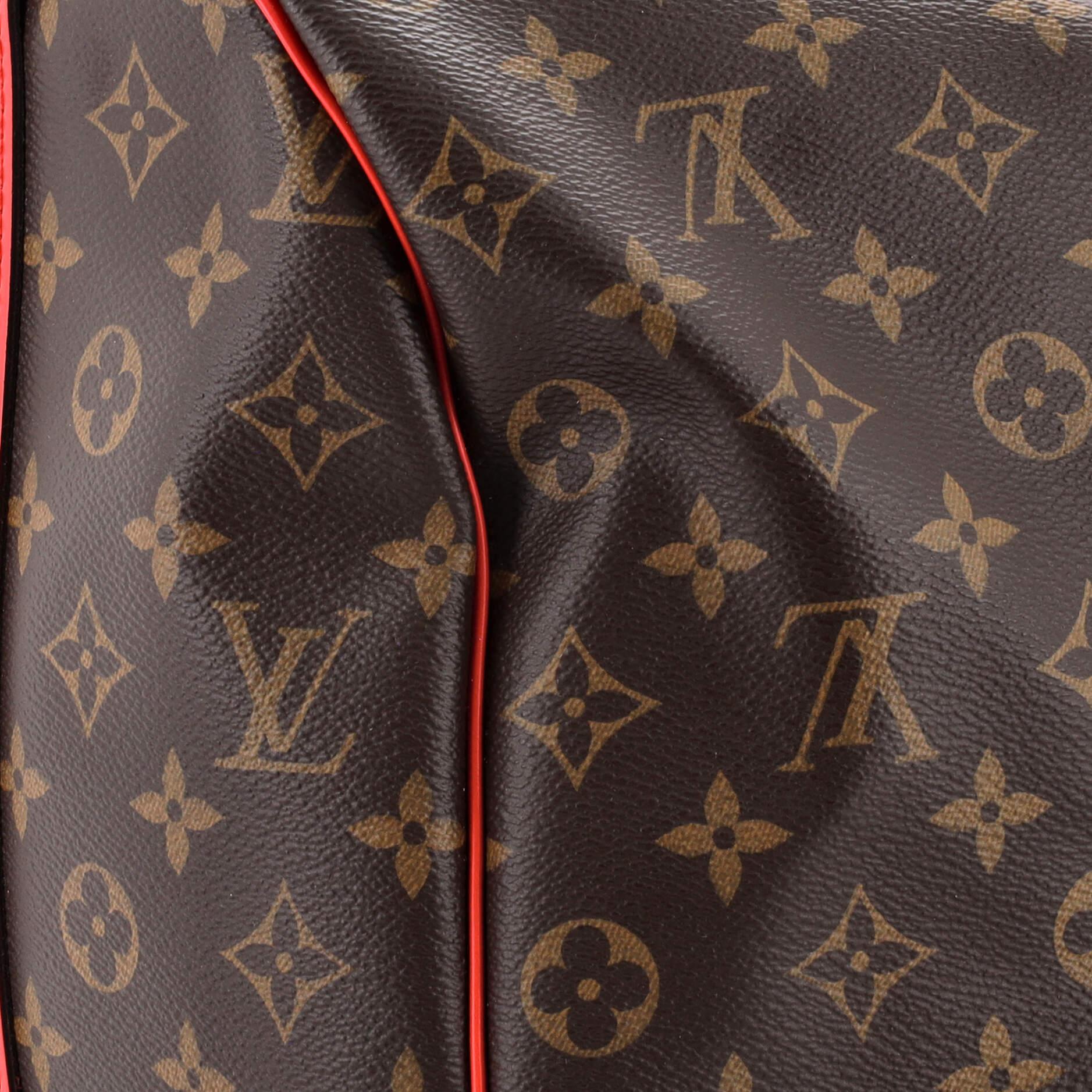 Louis Vuitton Keepall Bandouliere Bag Monogram Canvas with Coquelicot Leather For Sale 2