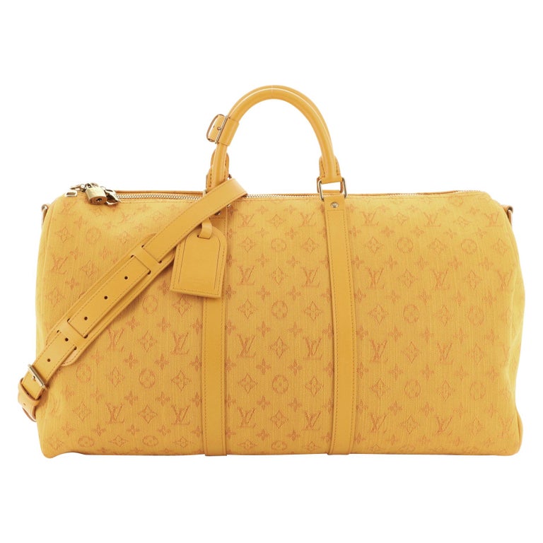 Louis Vuitton Yellow Monogram Coated Canvas Keepall Bandouliere 50 Aged Gold Hardware, Womens Handbag