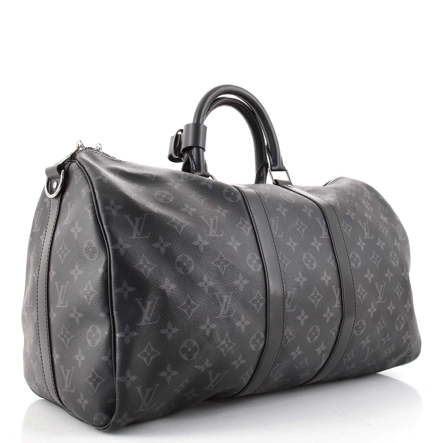 Black Louis Vuitton Keepall Bandouliere Bag Monogram Eclipse Canvas 45
