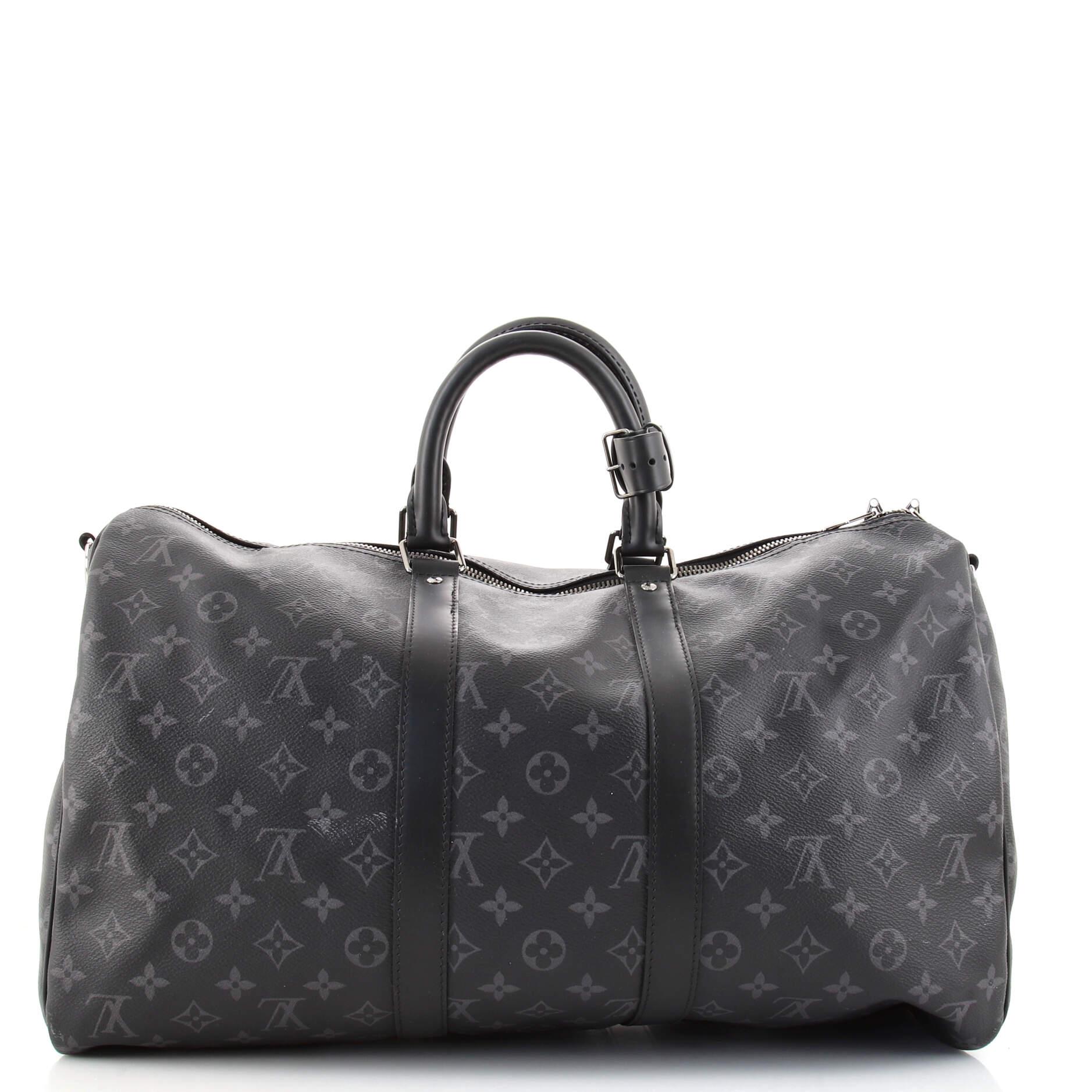 Louis Vuitton Keepall Bandouliere Bag Monogram Eclipse Canvas 45 In Good Condition In NY, NY