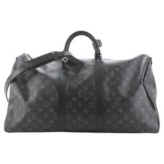 Louis Vuitton Black Monogram Eclipse Keepall Bandouliere 55 Duffle Bag Strap 39L0V