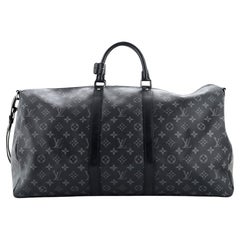 Louis Vuitton Black Monogram Eclipse Keepall Bandouliere 55 Duffle Bag  Strap 71l For Sale at 1stDibs