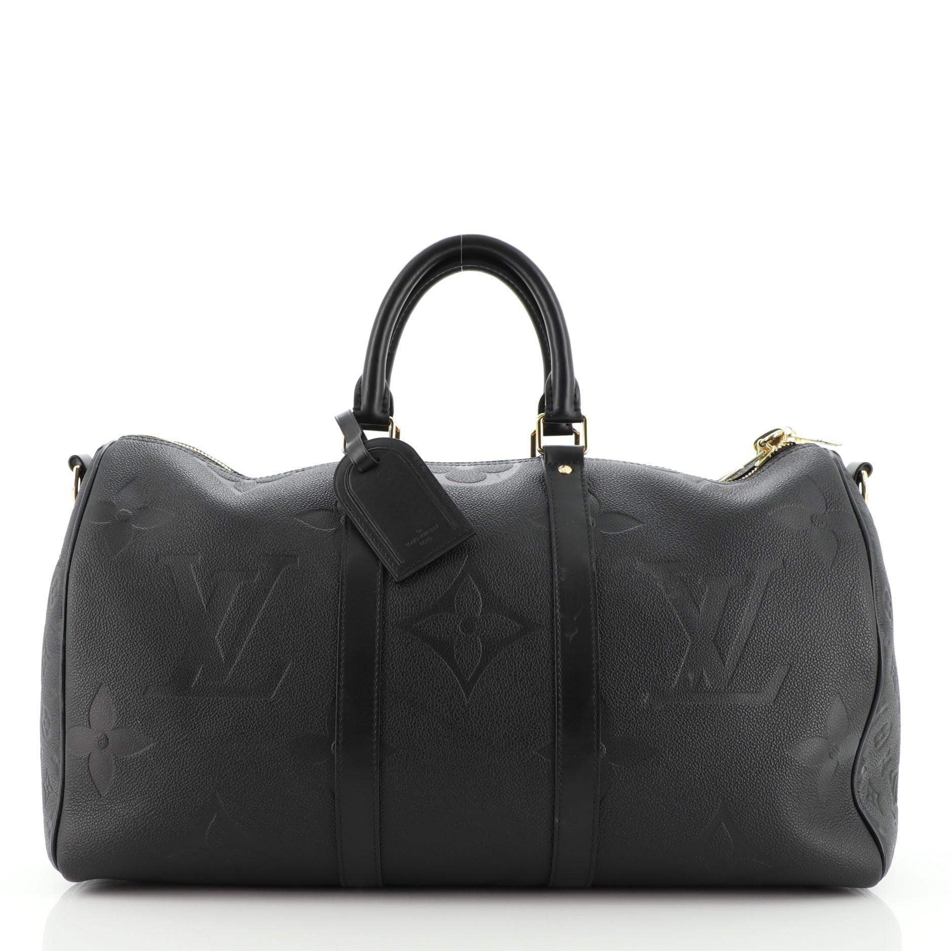 Black Louis Vuitton Keepall Bandouliere Bag Monogram Empreinte Giant 45