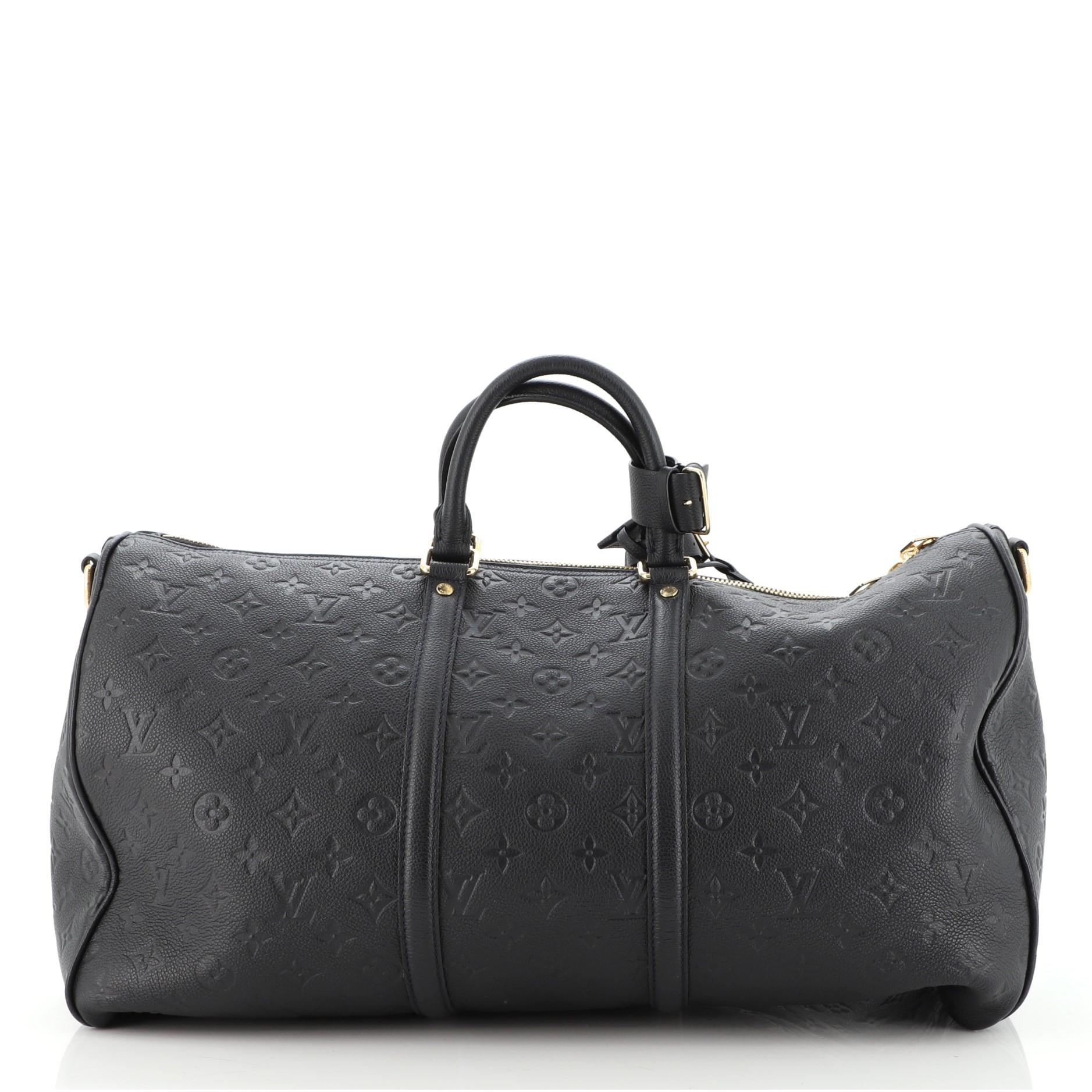Black Louis Vuitton Keepall Bandouliere Bag Monogram Empreinte Leather 45