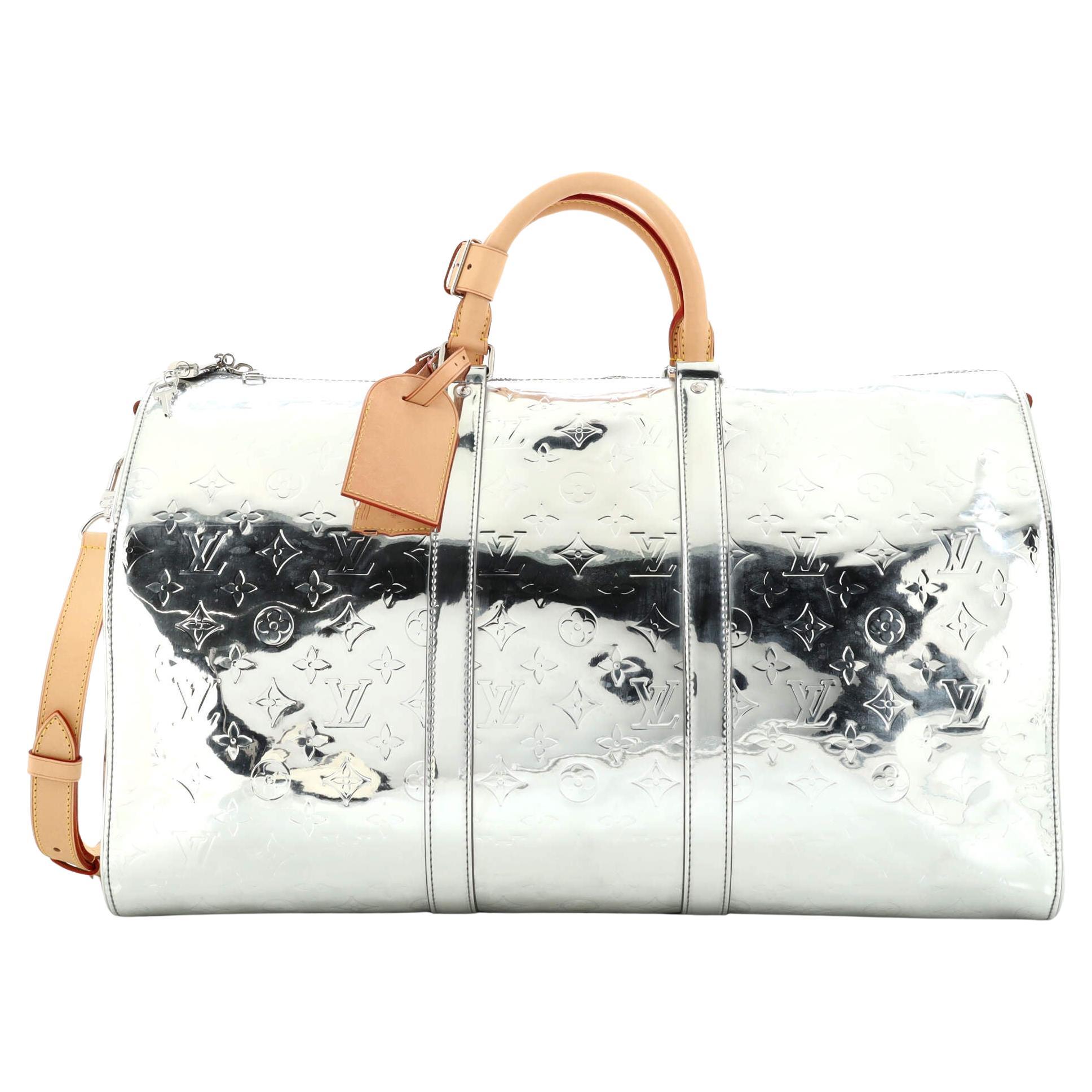 Louis Vuitton Keepall 55 Monogram Miroir Silver Mirror Weekend Travel  Duffle Bag