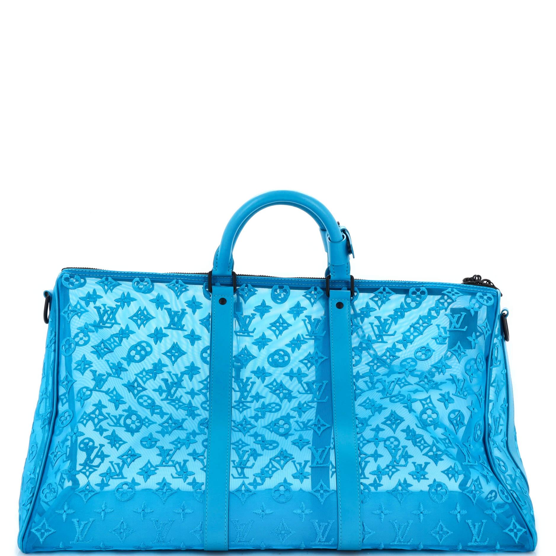 Louis Vuitton Keepall Bandouliere Bag Monogram See Through Mesh 50 In Good Condition For Sale In NY, NY