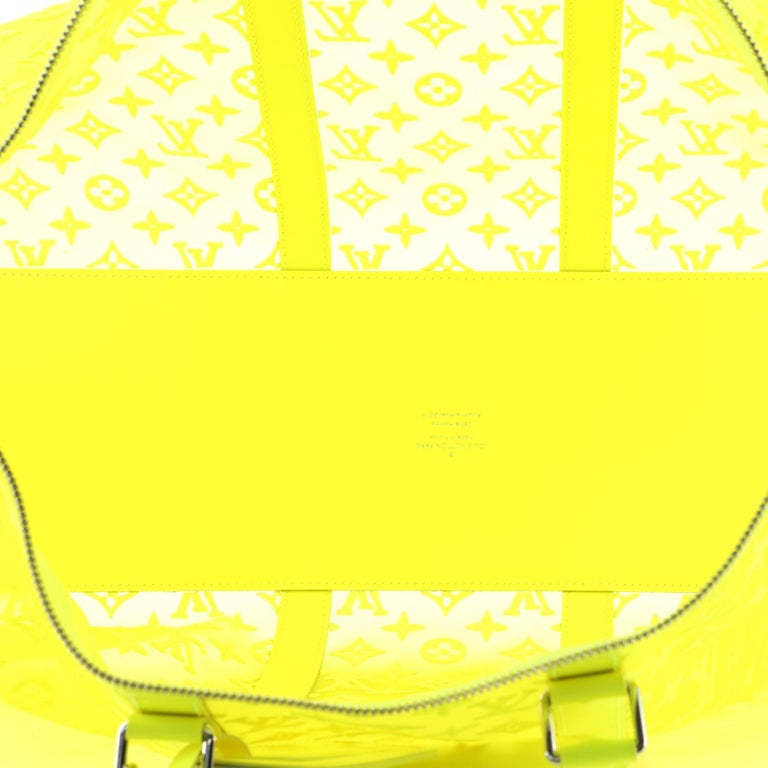 Louis Vuitton Neon Yellow Blue Monogram Playground Keepall Bandouliere  504Lk0228
