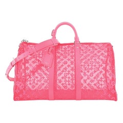 Louis Vuitton Keepall Bandouliere Bag Monogram See Through Mesh 50