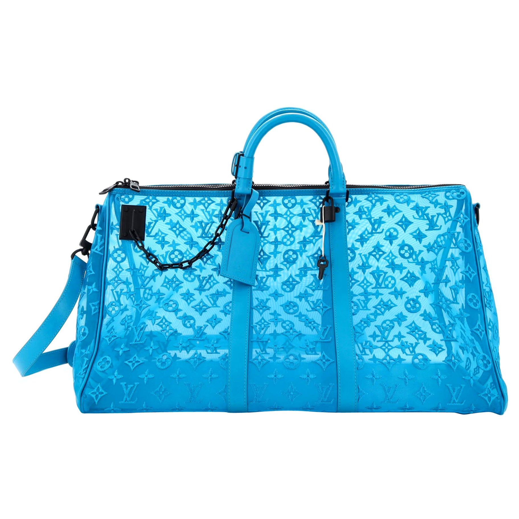 Louis Vuitton Keepall Bandouliere Bag Monogram See Through Mesh 50 For Sale