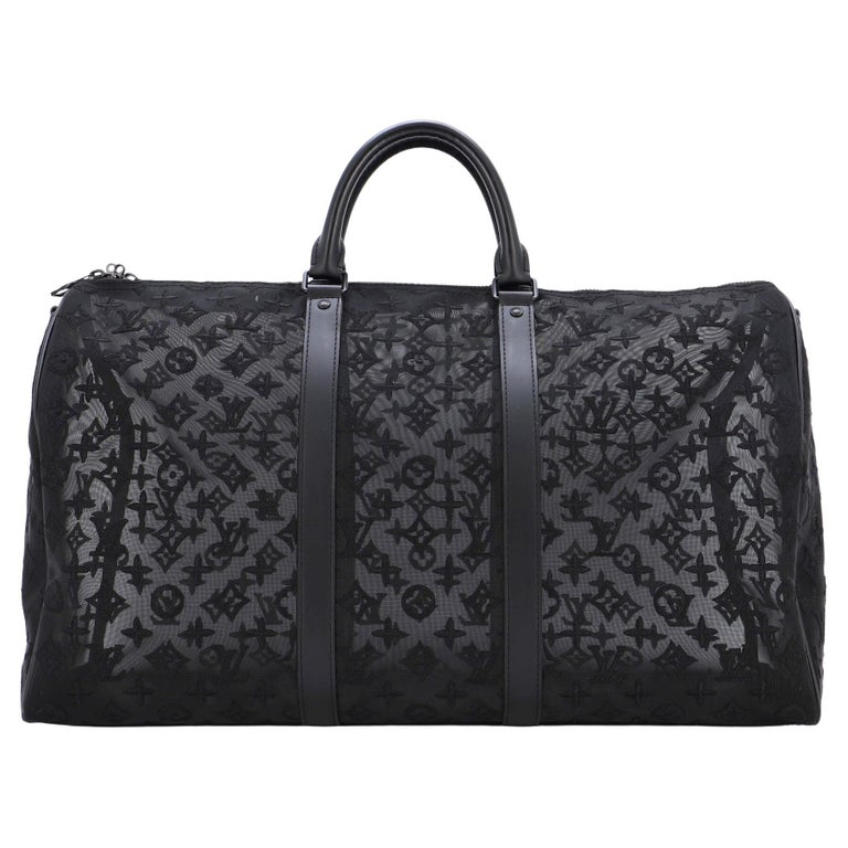 Louis Vuitton Keepall Bandouliere Monogram Mesh 50 Black for Men