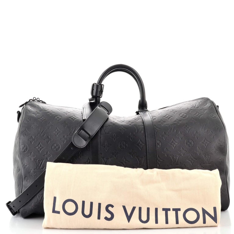 Louis Vuitton Keepall Bandouliere Bag Monogram Shadow Leather 50 Black
