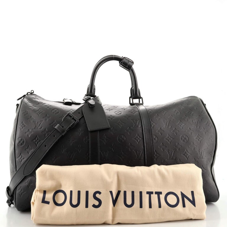 Louis Vuitton Keepall Bandouliere Bag Monogram Shadow Leather 50 at 1stDibs