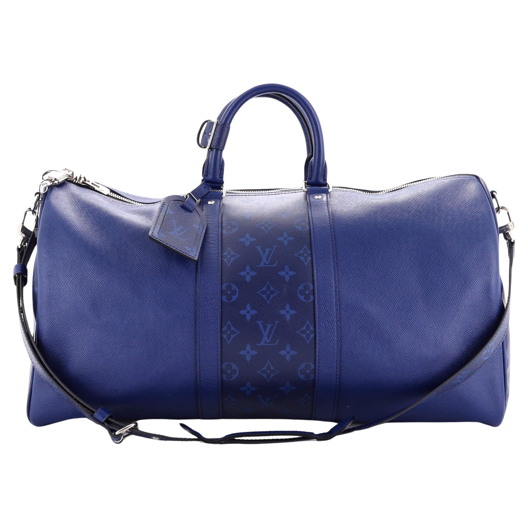 Louis Vuitton Blue Mesh Triangle Keepall 50 Limited Edition Duffle