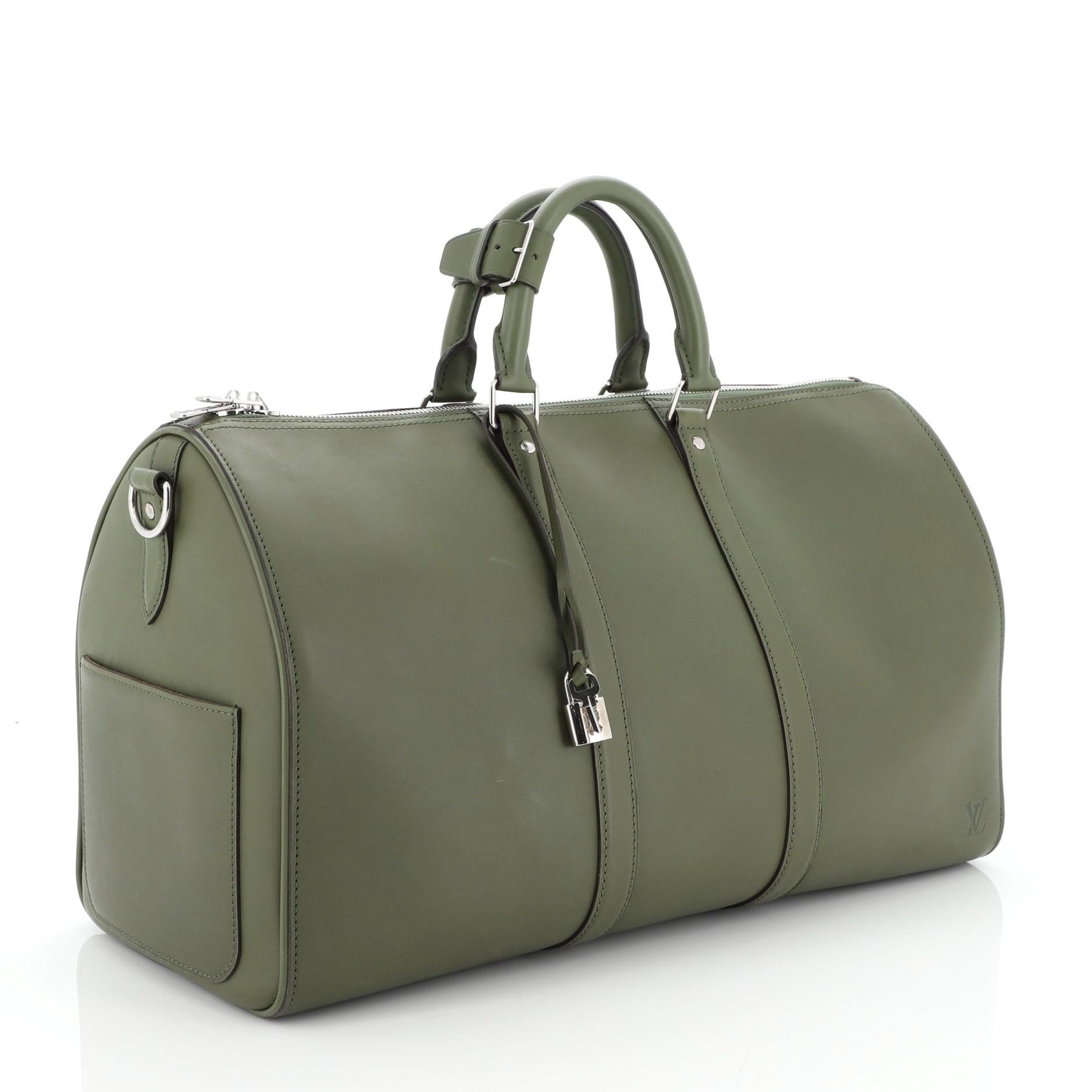 Gray Louis Vuitton Keepall Bandouliere Bag Nomade Leather 45