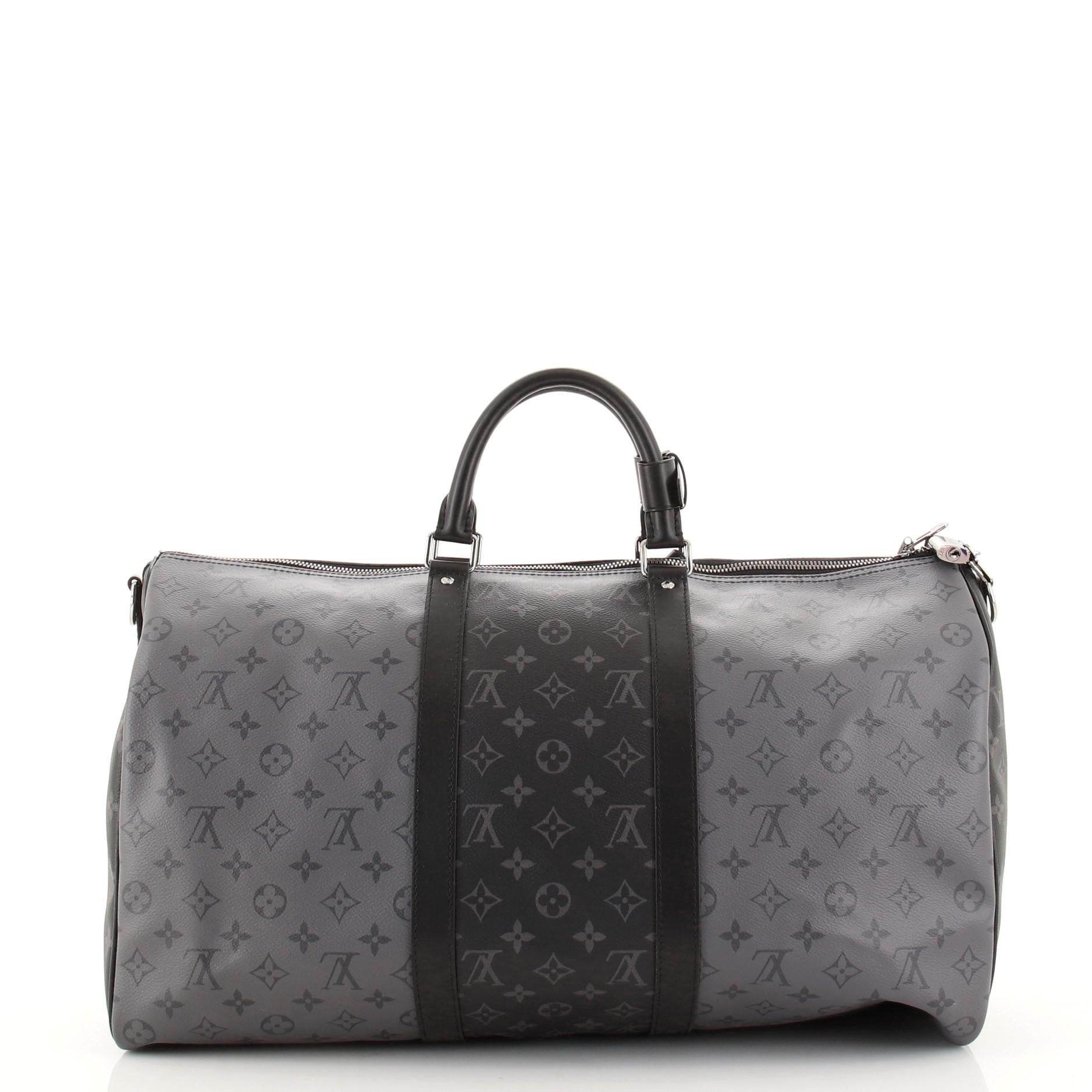 Louis Vuitton Keepall Bandouliere Bag Reverse Monogram Eclipse 50 In Good Condition In NY, NY