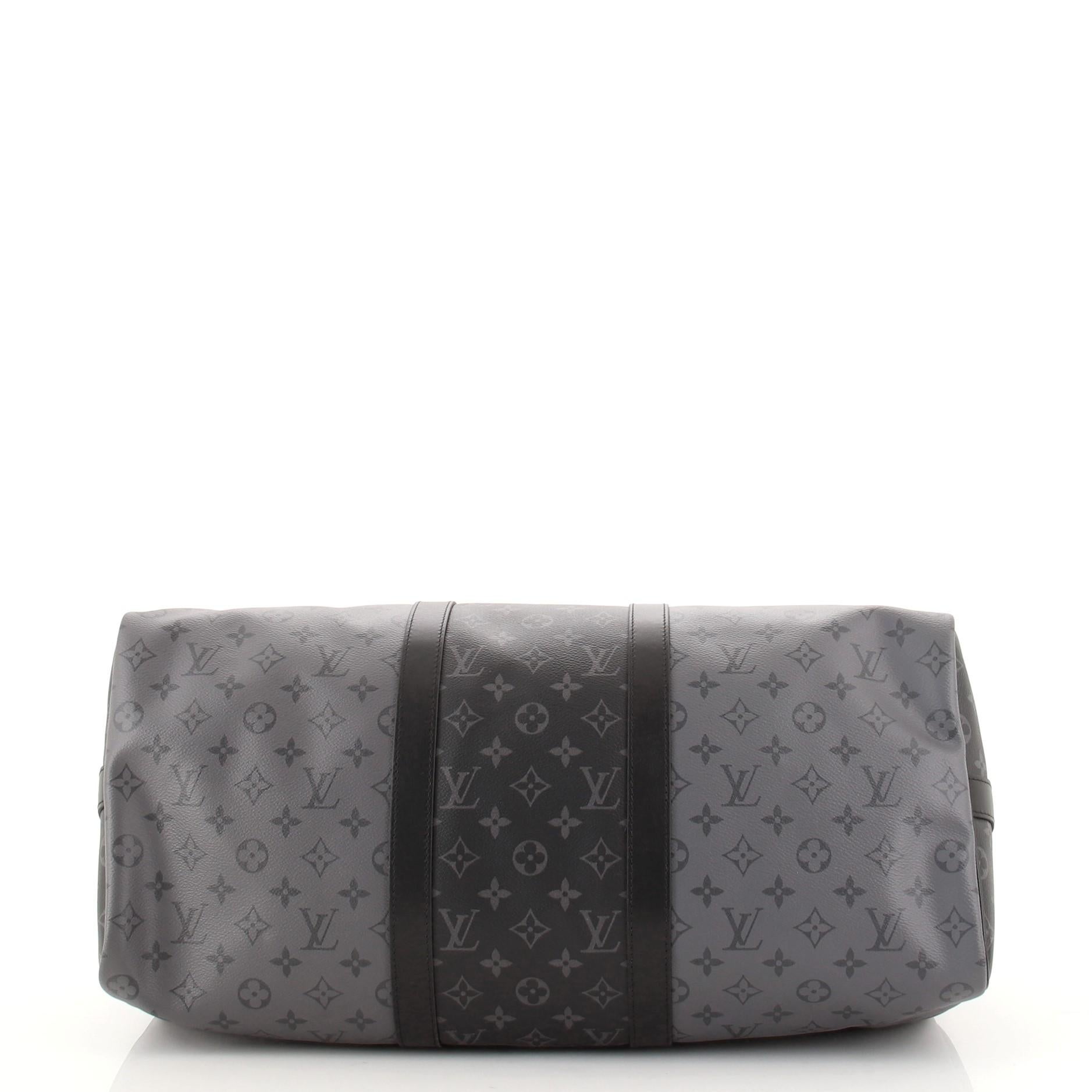 Women's or Men's Louis Vuitton Keepall Bandouliere Bag Reverse Monogram Eclipse 50