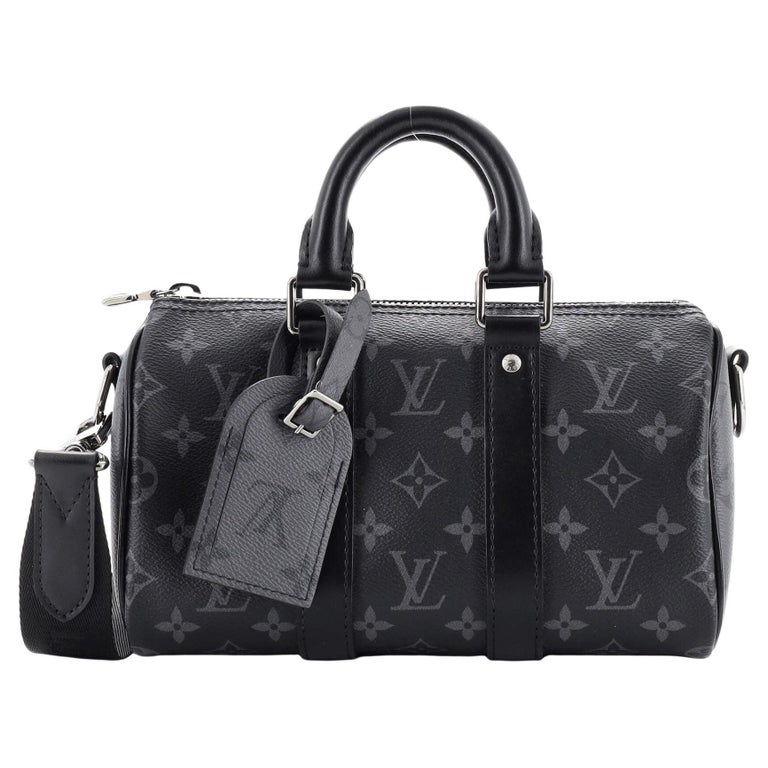 Louis Vuitton Keepall Bandouliere Bag Reverse Monogram Eclipse Canvas 25 Black