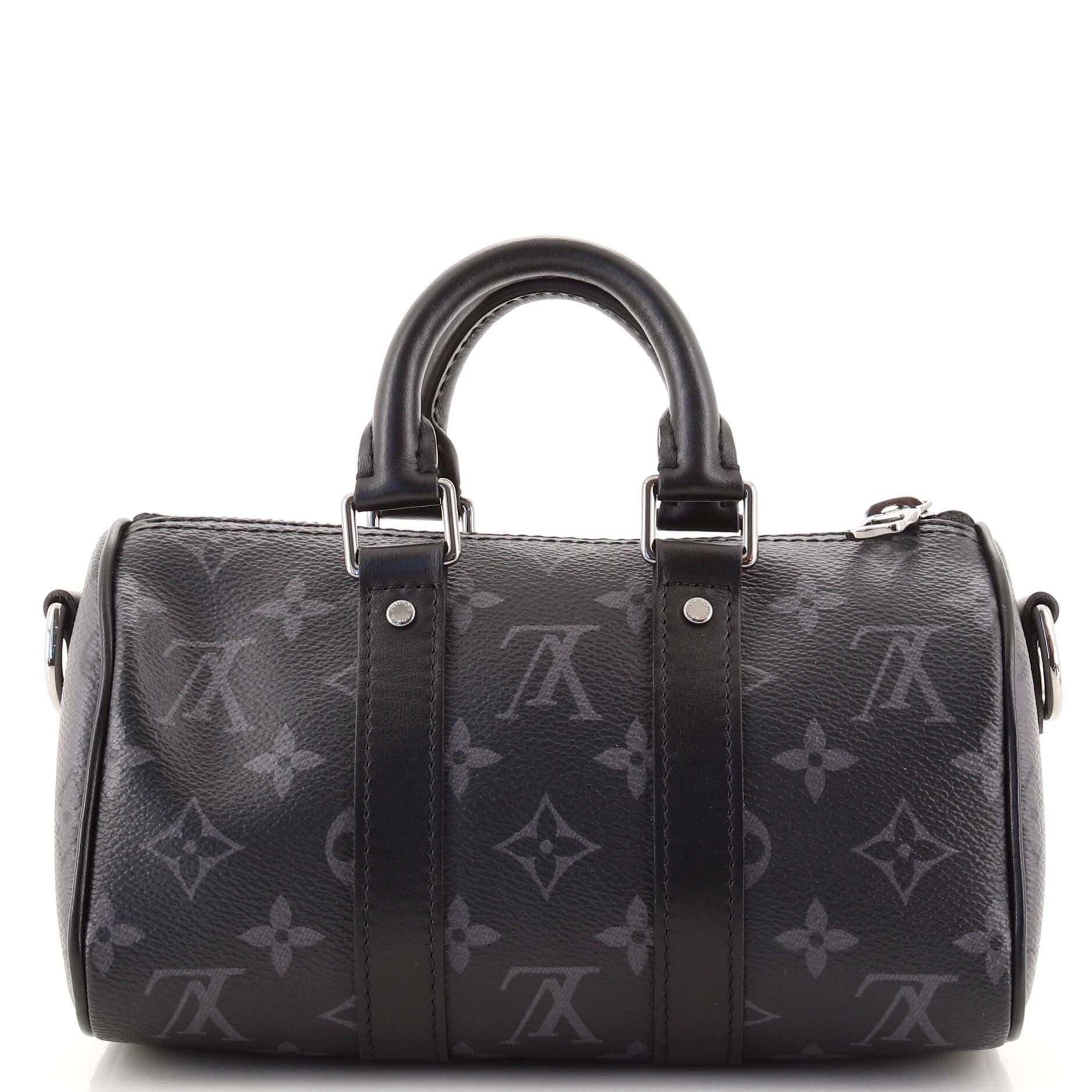 Black Louis Vuitton Keepall Bandouliere Bag Reverse Monogram Eclipse Canvas XS