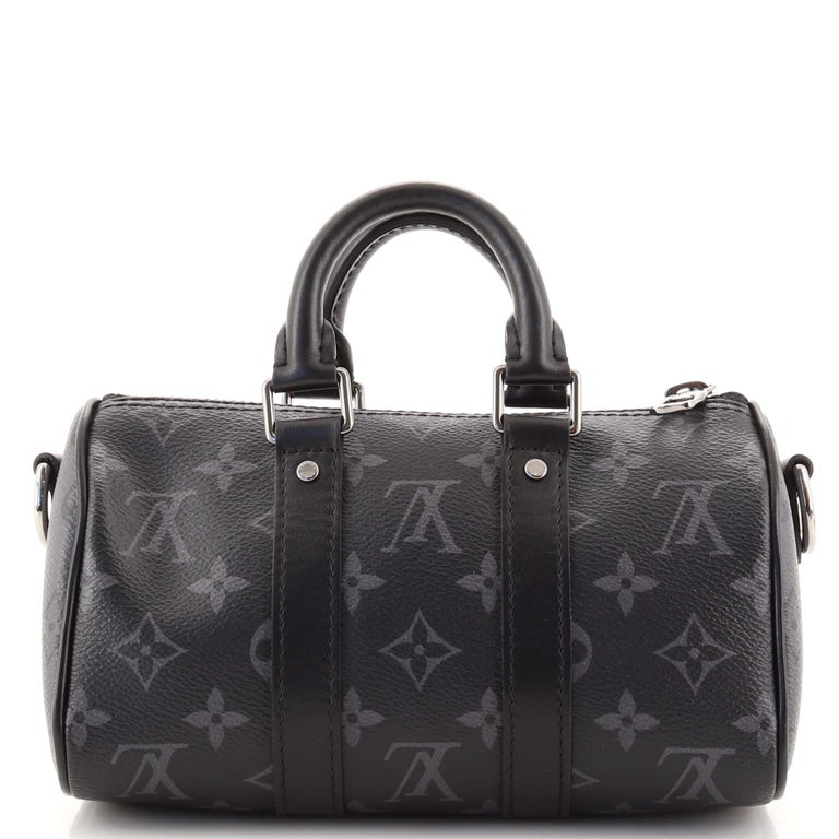 Louis Vuitton Keepall Bandouliere Bag Reverse Monogram Eclipse Canvas 25 Black
