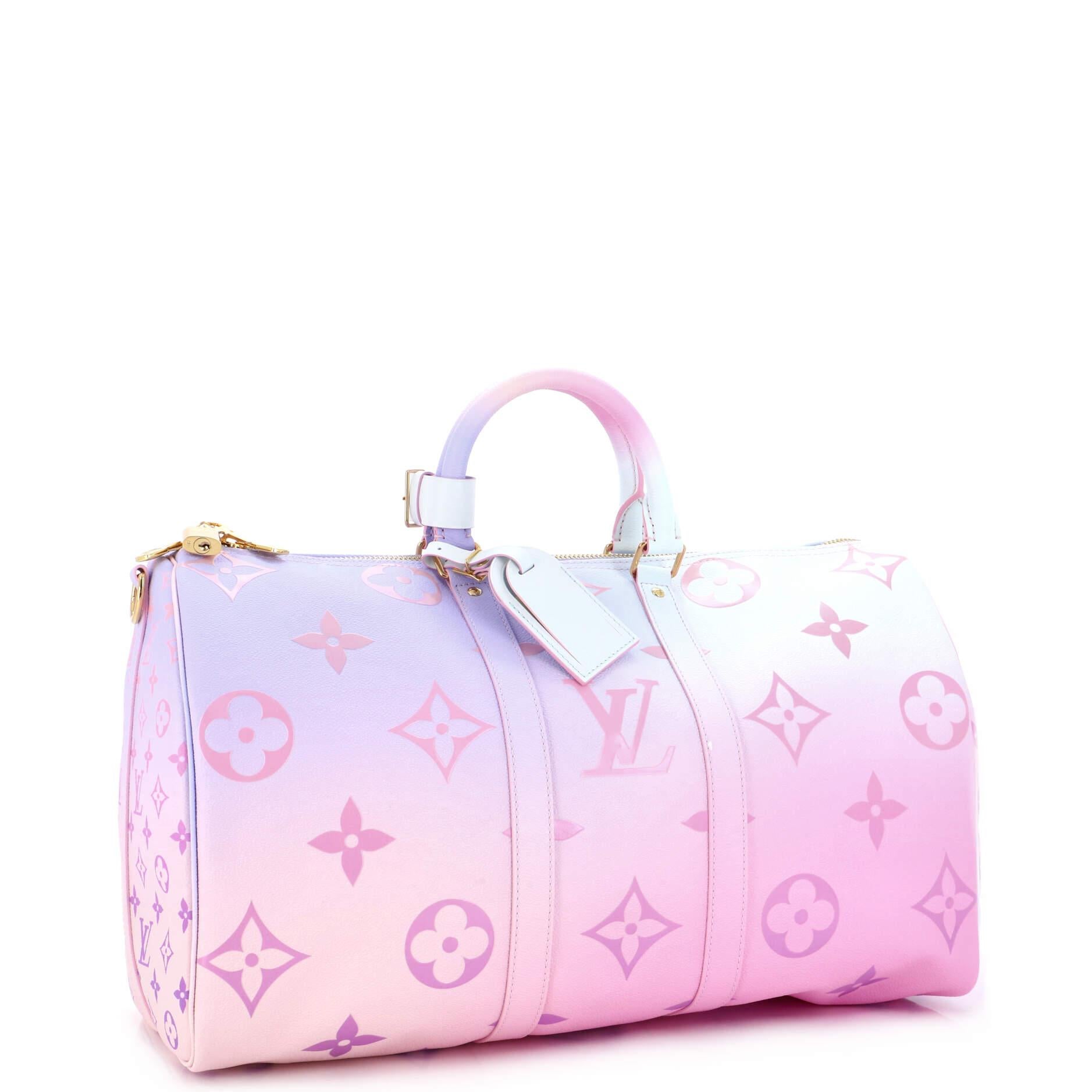 Louis Vuitton Keepall Bandouliere Bag Spring in the City Monogram Giant Canvas In Good Condition In NY, NY