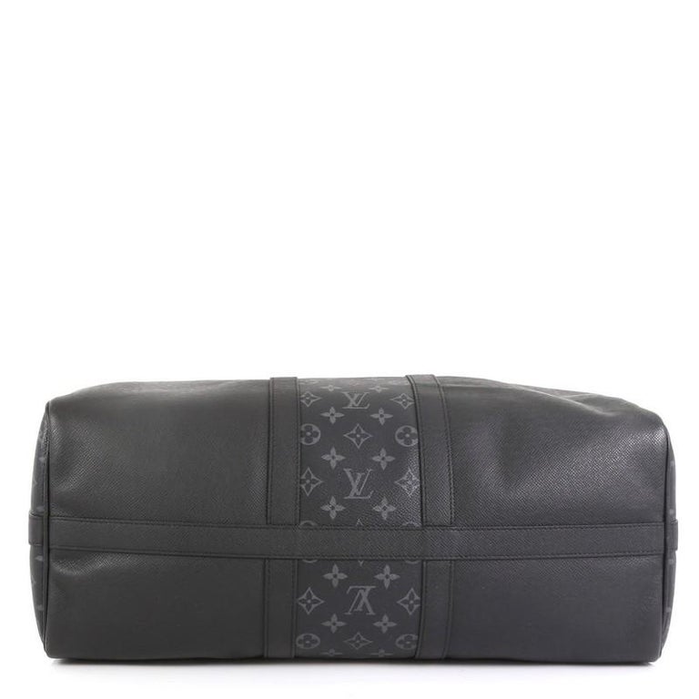 Louis Vuitton Keepall Bandouliere Monogram Eclipse 50 Black in Taiga  Leather/Coated Canvas with Silver-tone - US