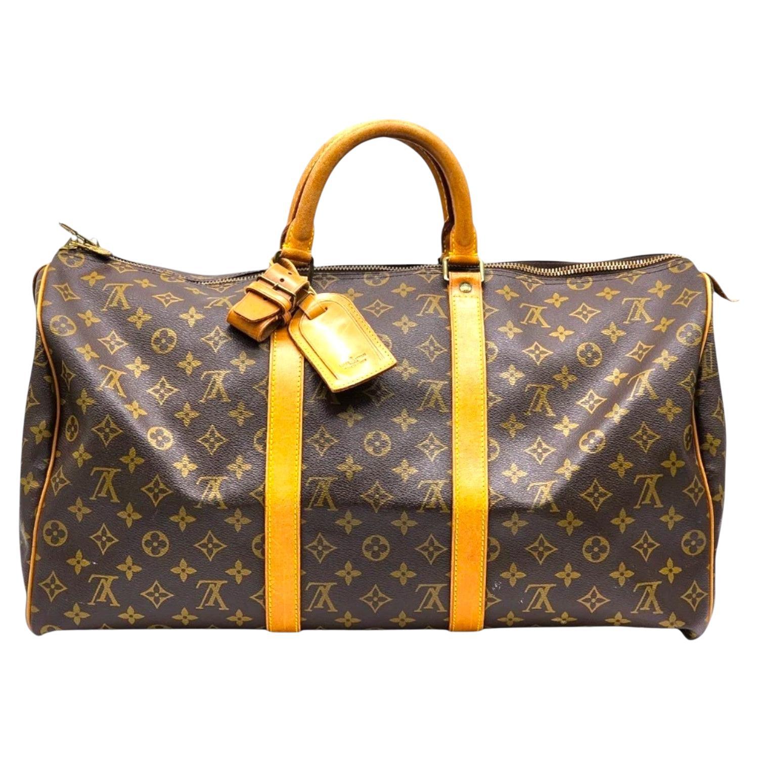 Louis Vuitton Keepall Bandouliere Duffle 45 in tela marrone