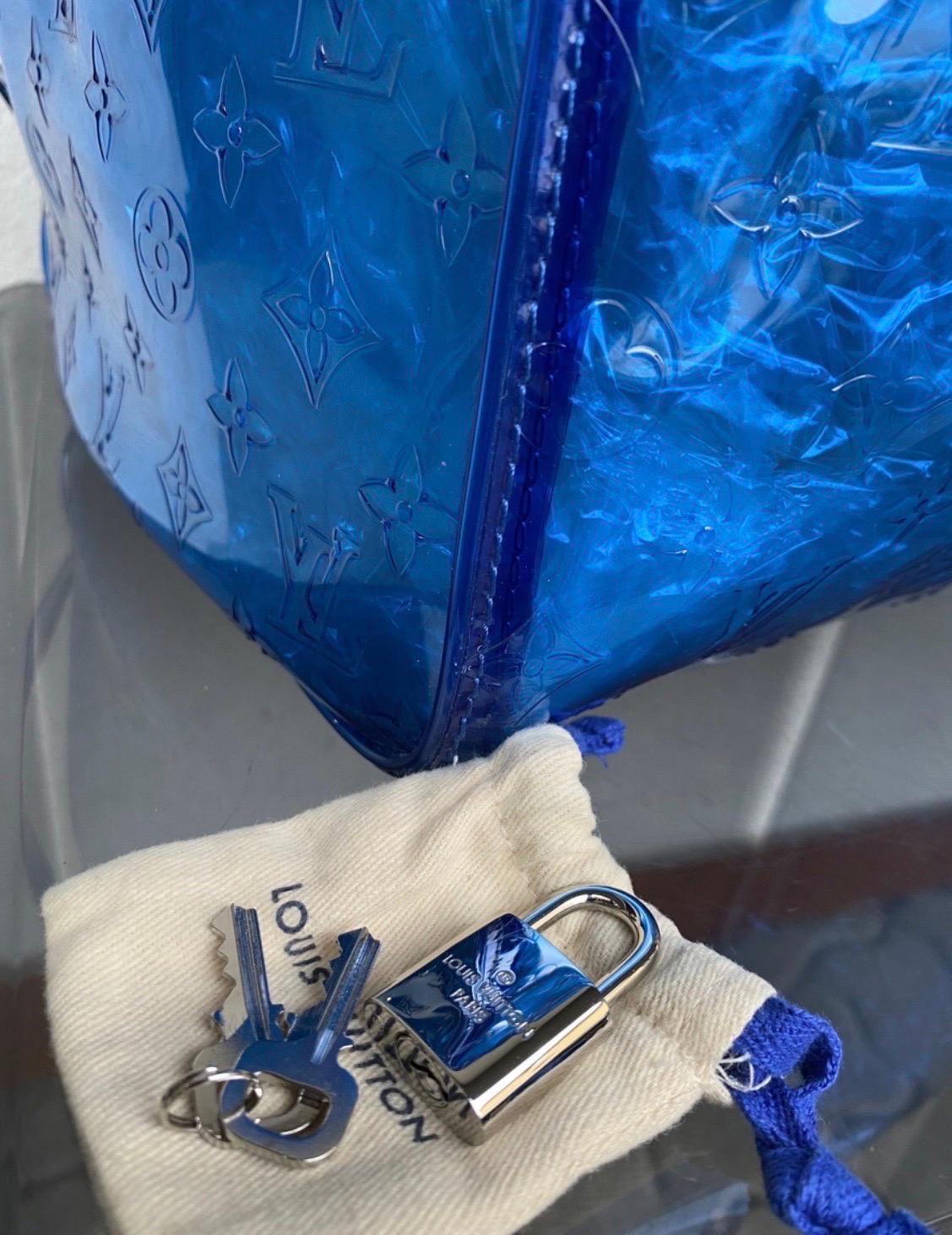 Louis Vuitton Keepall Bandouliere Monogram 50  Blue pvc Shoulder strap Bag For Sale 3
