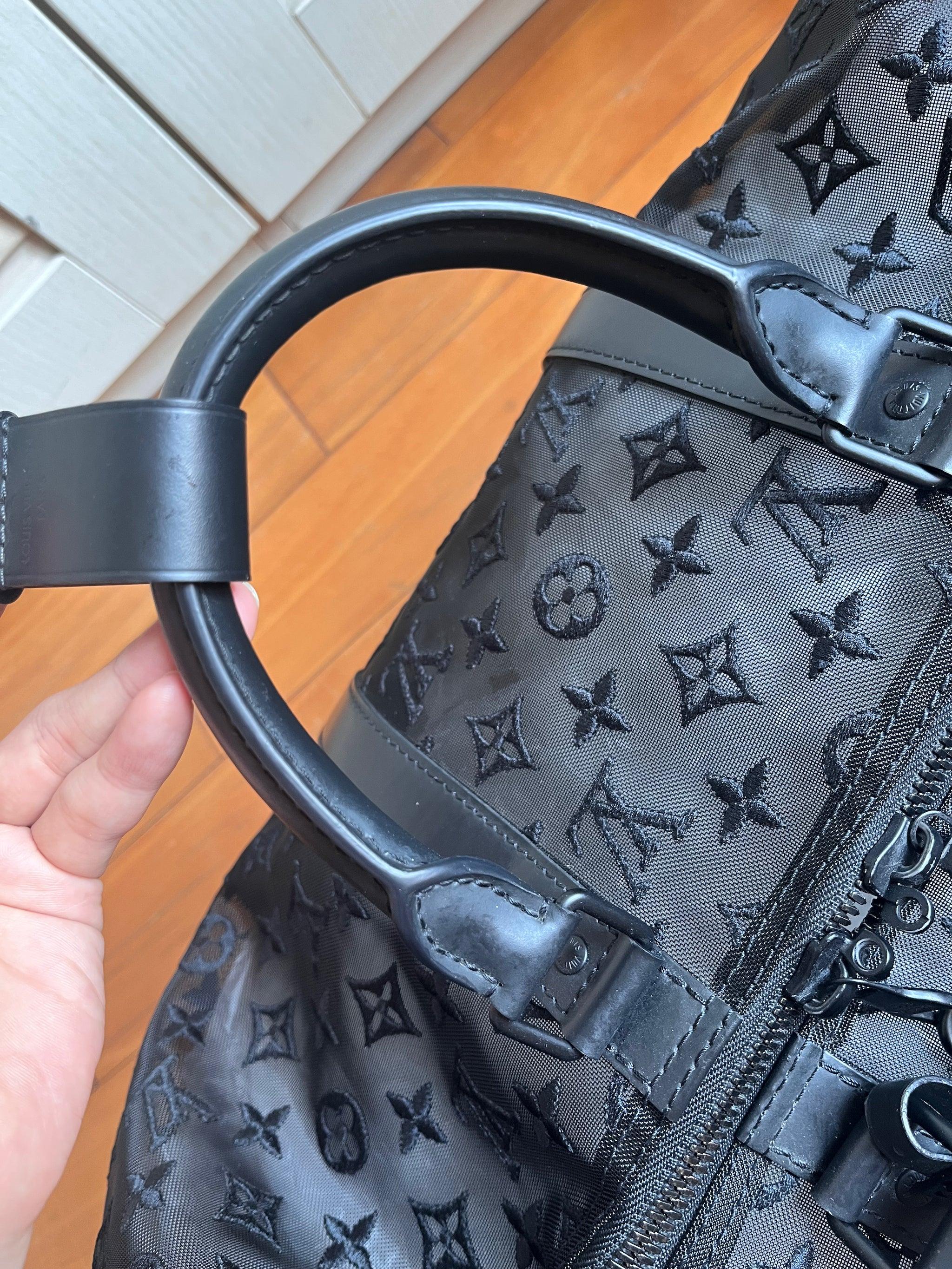 Louis Vuitton Keepall Bandouliere Monogram Mesh 50 Black in Mesh/Leather 15