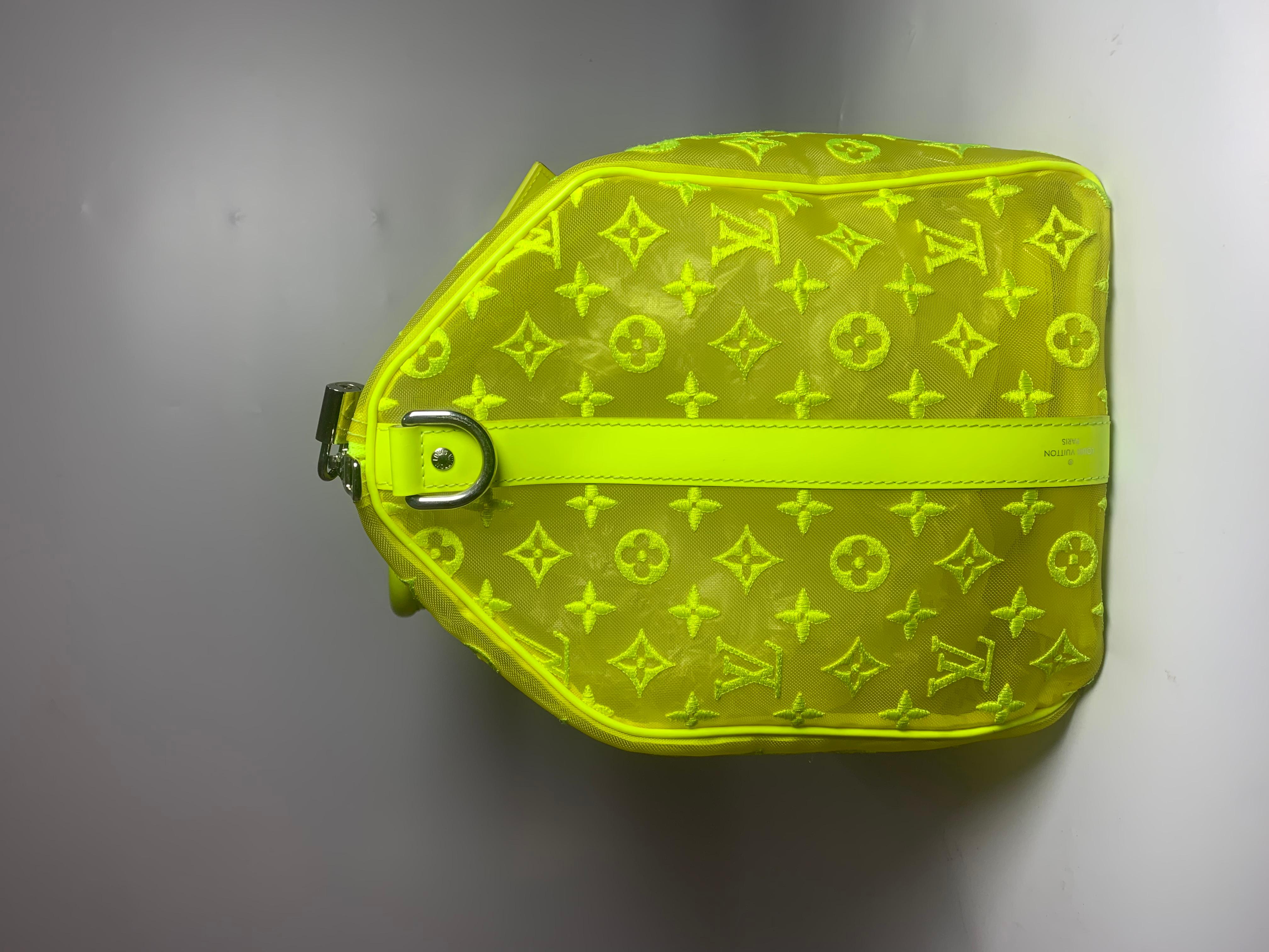 Louis Vuitton Keepall Bandouliere Monogram Mesh 50 Yellow in Mesh/Leather In Excellent Condition In AUBERVILLIERS, FR