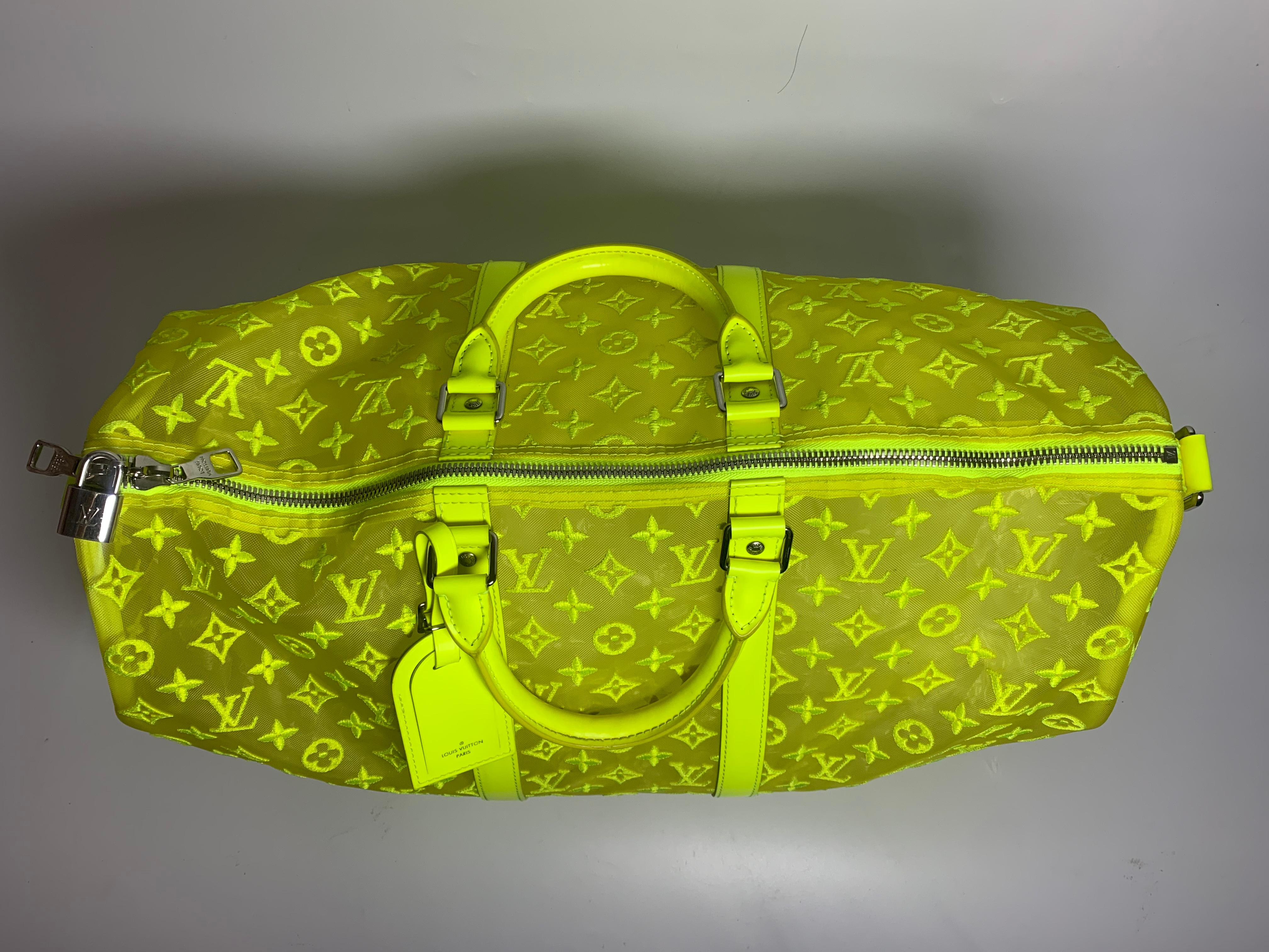 Louis Vuitton Keepall Bandouliere Monogram Mesh 50 Yellow in Mesh/Leather 1
