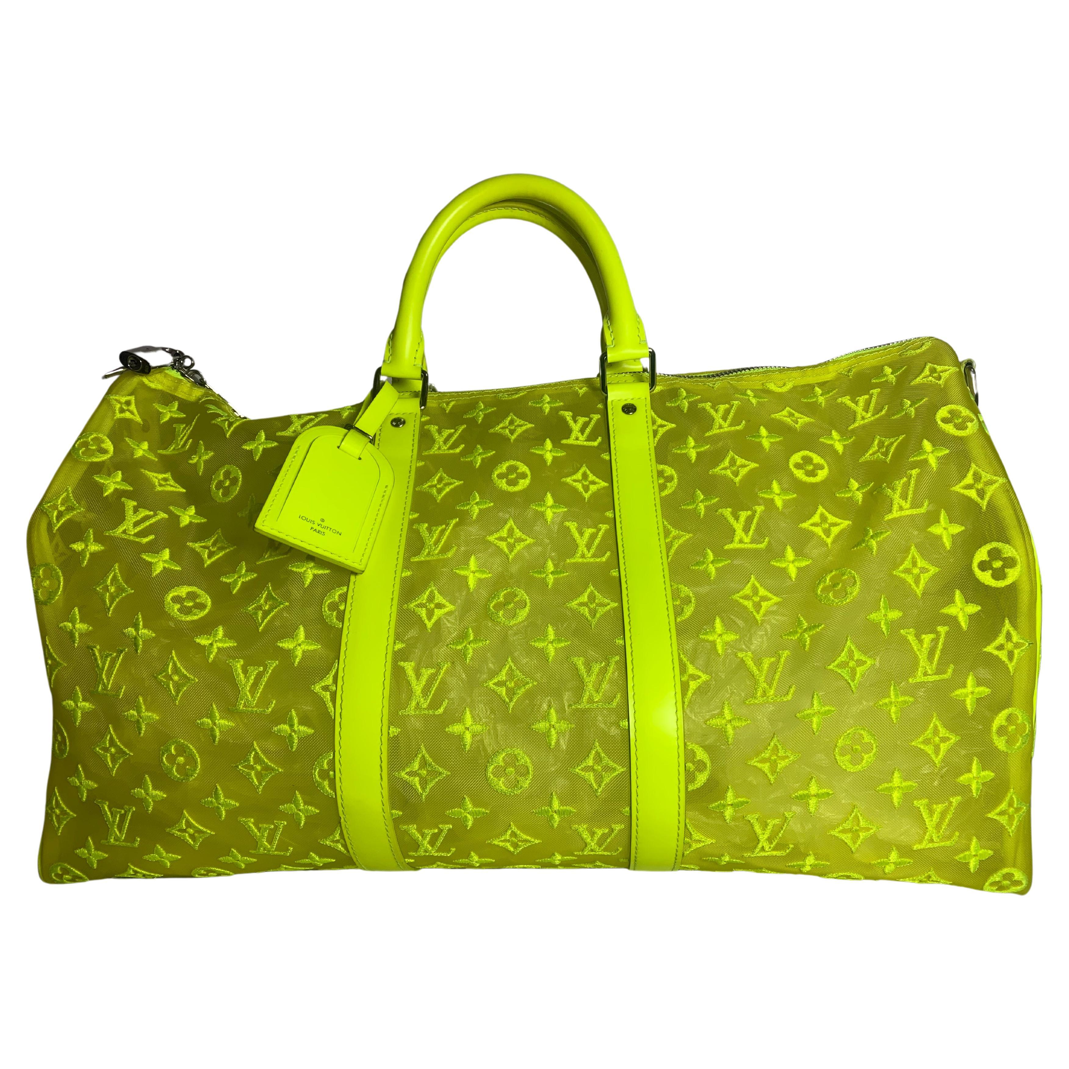 Louis Vuitton Keepall Bandouliere Monogram Mesh 50 Yellow in Mesh/Leather