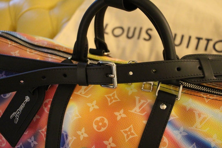 Virgil Abloh Yellow Leather Everyday LV Keepall Bandoulière 50 Silver  Hardware, 2021