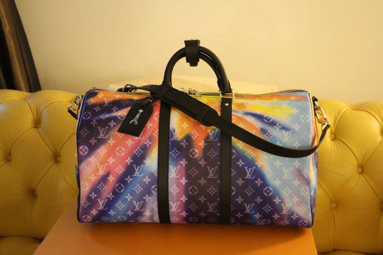 Louis Vuitton Keepall Bandouliere 50 Sunset Multicolor Black Weekend Travel  Bag