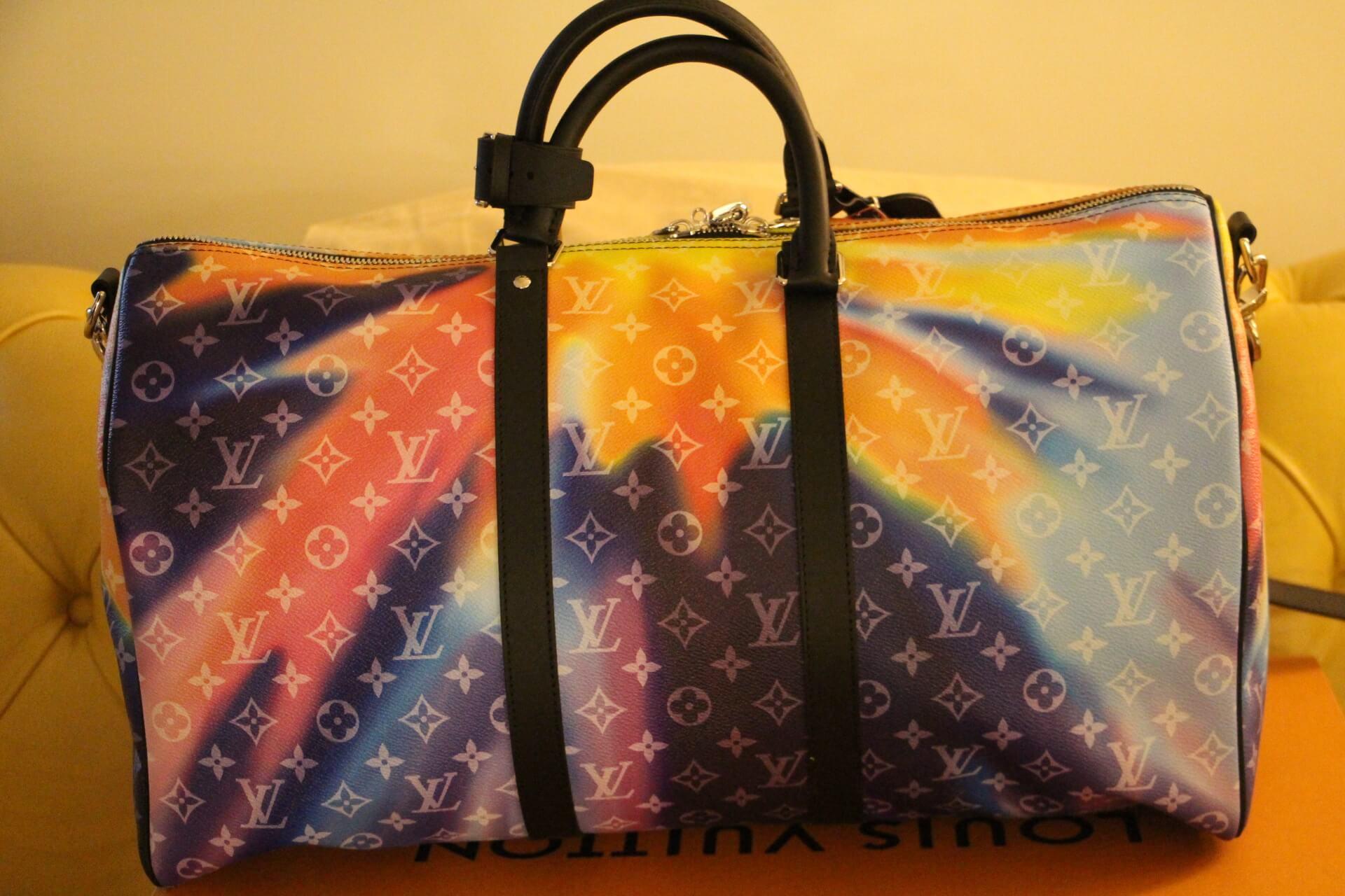 Brown Louis Vuitton Keepall Bandouliere, Very Limited Sunset Edition by Virgil Abloh