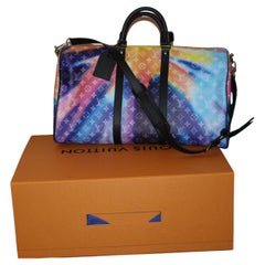 Louis Vuitton Pink and Blue Monogram Taurillon Illusion Keepall Bandoulière  50 For Sale at 1stDibs