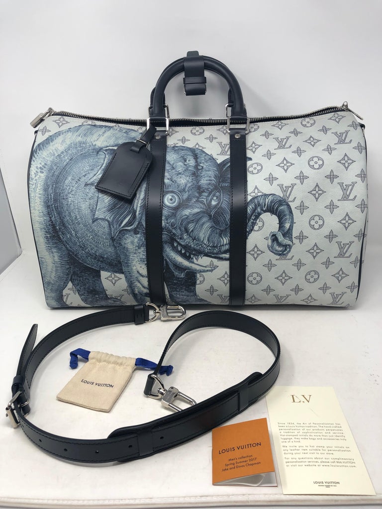 Louis Vuitton NEW Monogram Blue Silver Top Handle Men's Travel Duffle Bag  at 1stDibs
