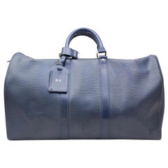Louis Vuitton Keepall Dark Epi 370349 Blue Leather Weekend/Travel Bag