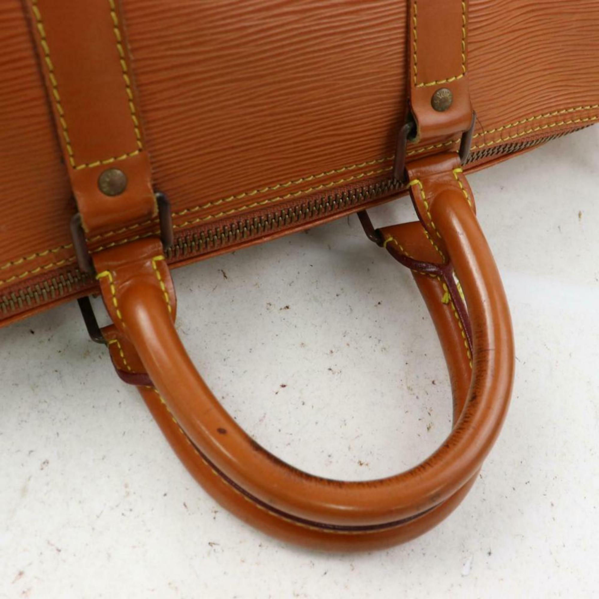 Orange Louis Vuitton Keepall Duffle 45 Boston 870585 Epi Leather Weekend/Travel Bag For Sale