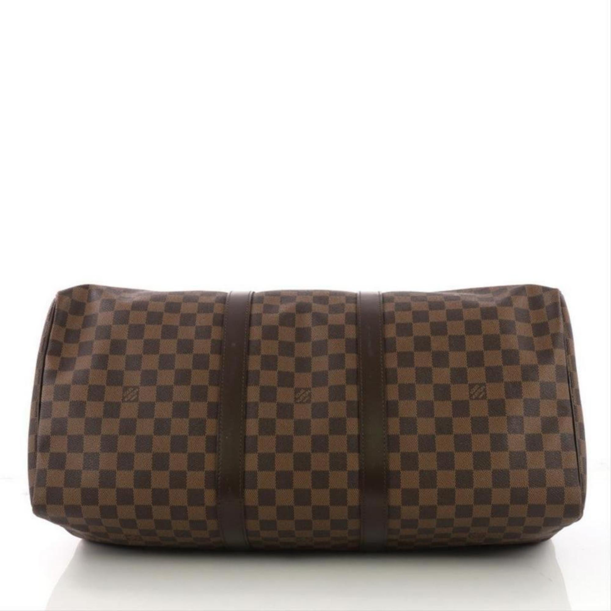 Louis Vuitton Keepall Duffle  50 870229 Brown Coated Canvas Weekend/Travel Bag For Sale 2