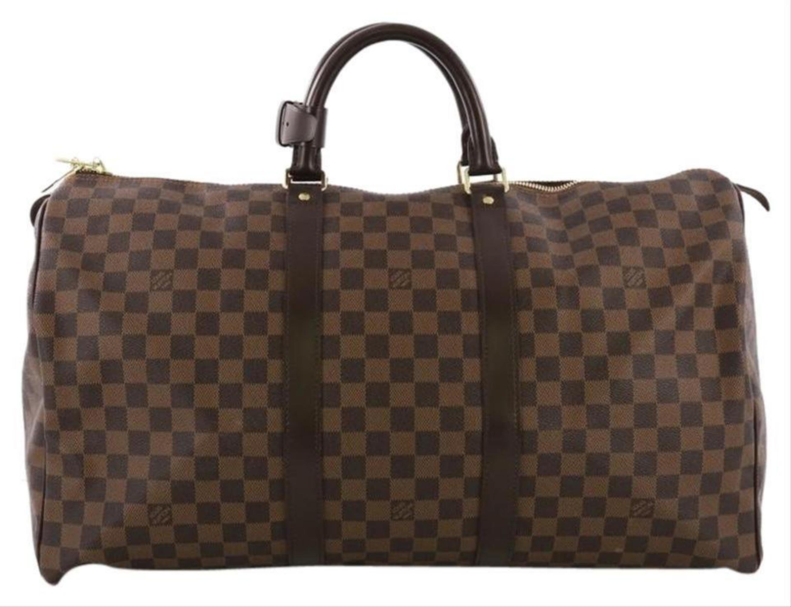 Louis Vuitton Keepall Duffle  50 870229 Brown Coated Canvas Weekend/Travel Bag For Sale 3