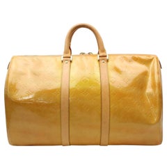 Louis Vuitton Keepall Duffle Mercer 870129 Yellow Patent Leather Travel Bag