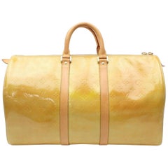 Louis Vuitton Keepall Duffle Mercer 870242 Yellow Patent Leather Travel Bag